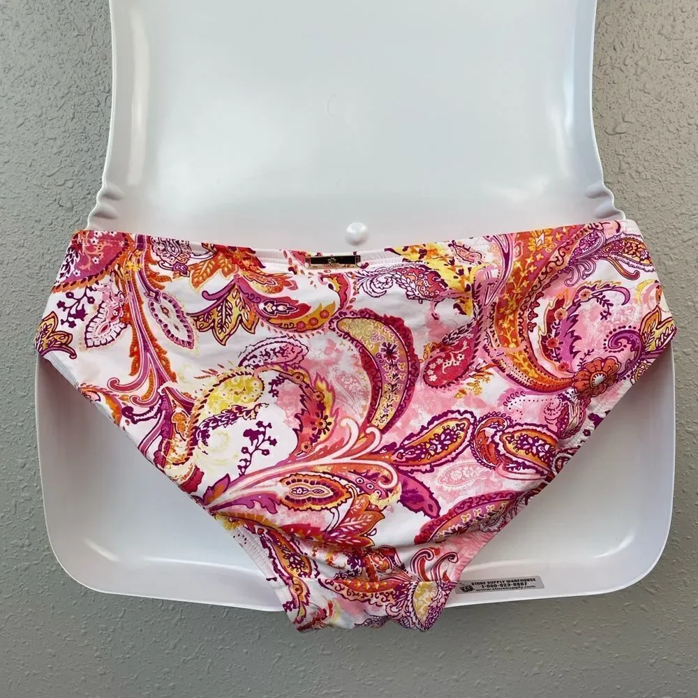 NWT Lauren Ralph Lauren Pink Paisley Tankini Top and Matching Bottoms